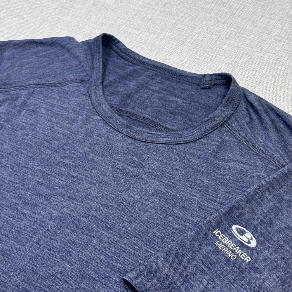 Icebreaker Merino Wool T-Shirt Mens Small Blue Crew Neck Short Sleeve Slim Fit